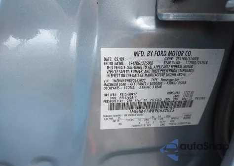 2009 Mercury Sable from USA, damaged, VIN 1MEHM41W89G632023